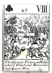 Carte à jouer représentant la glorieuse victoire à la bataille de Hochstadt où les Français et les Bavarois ont perdu 40 000 hommes - English School