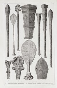 Massues polynésiennes et insignes de rang, de 
