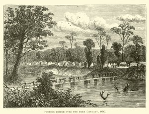 Pont de pontons sur le Prah, janvier 1874
