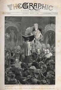 Pape Léon XIII - Jubilé épiscopal du Pape, Sa Sainteté prononçant la Bénédiction après la messe du Jubilé à Saint-Pierre, Rome - Illustration pour The Graphic, 4 mars 1893. - English School