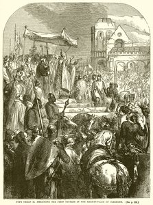 Le pape Urbain II prêchant la première croisade sur la place du marché de Clermont - English School