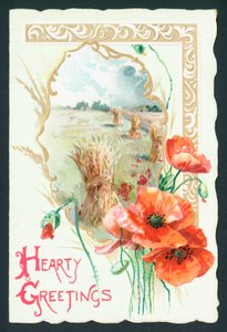 Coquelicots et scène de moisson, carte