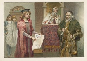 Portia, Shylock et le juge dans Le Marchand de Venise - English School