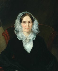 Portrait de dame avec coiffe en dentelle