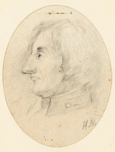 Portrait de Lord Nelson, tête et col naval, de profil... inscrit avec les initiales H.N. en dessous - English School