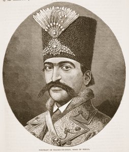 Portrait de Nasser-ed-Deen, Shah de Perse, illustration de Cassells Illustrated History of England - English School