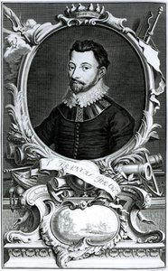 Portrait de Sir Francis Drake (c.1540-96) gravé par Jacobus Houbraken (1698-1780) (gravure) - English School