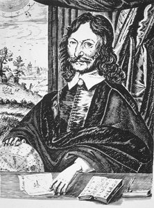 Portrait de William Lilly (1602-81), de son Christian Astrology, Londres 1647, illustré dans Histoire de la Magie, publié à la fin du 19e siècle