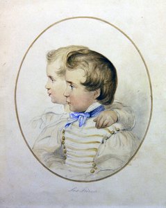 Portrait de deux frères en costume militaire, vers 1840 - English School