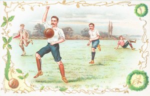 Carte postale avec des hommes jouant au football - English School