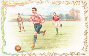 Carte postale avec des hommes jouant au football - English School