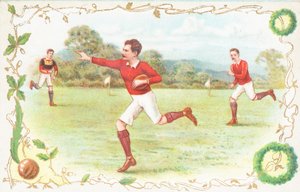 Carte postale avec des hommes jouant au rugby - English School