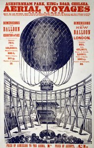Affiche promouvant « Voyages aériens au-dessus de Londres », pub. 1867 - English School