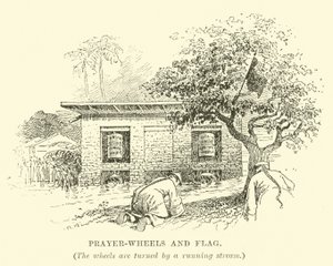 Roues de prière et drapeau - English School