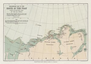 Carte préliminaire de la route du Fram le long de la côte nord de l