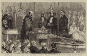 Présentation de la liberté de la ville de Londres au Seyyid de Zanzibar à Mansion House