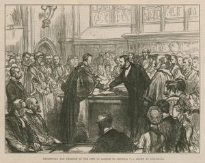 Présentation de la liberté de la ville de Londres au général U.S. Grant à Guildhall - English School