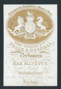 Price et Gosnell, parfumeurs de Sa Majesté, carte de visite - English School
