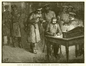 Le prince Alexandre de Bulgarie signant son abdication - English School