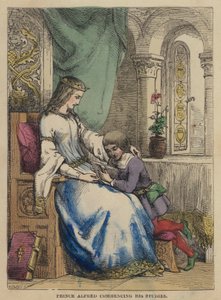 Le prince Alfred commence ses études (gravure en couleur) - English School