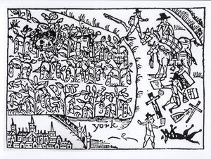 Le prince Rupert (1619-82) se cachant dans un champ de haricots à la bataille de Marston Moor le 2 juillet 1644 - English School