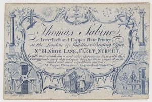 Imprimeur, Thomas Sabine, carte de visite - English School