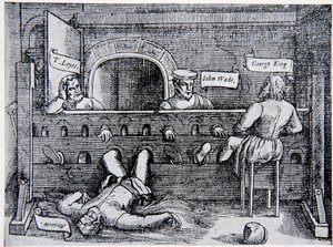 Prisonniers dans la tour des Lollards, de Acts and Monuments par John Foxe (1516-87), 1563, illustration de The History of the Nation - English School