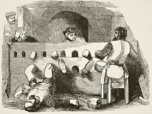 Prisonniers enfermés dans les entraves, de 