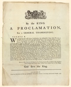 Proclamation pour une Action de Grâce Générale, 1798 - English School