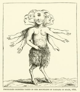 Monstre prodigieux pris dans les montagnes de Zardana en Espagne, 1655 - English School