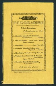 Programme pour le Gymnase de La Valette, 3 janvier 1896 - English School