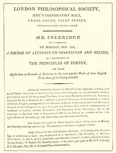 Programme des conférences de Coleridge de 1808 - English School
