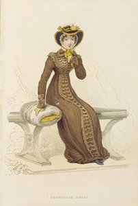 Robe de promenade, planche de mode de Ackermanns Repository of Arts - English School