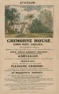 Dépliant promotionnel pour le stade, Cremorne House, Kings Road, Chelsea, Londres - English School