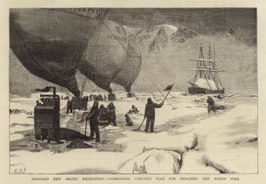 Nouvelle expédition arctique proposée, le plan du commandant Cheyne pour atteindre le pôle Nord (gravure) - English School