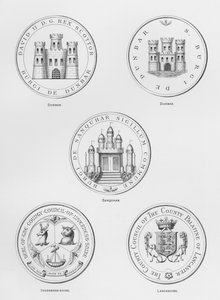 Armoiries publiques : Dunbar ; Sanquhar ; Inverness-shire ; Lancashire (gravure)