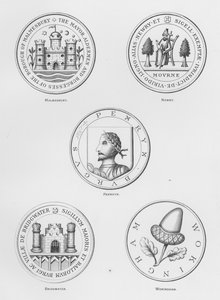 Armoiries publiques : Malmesbury ; Newry ; Penrhyn ; Bridgwater ; Wokingham (gravure) - English School