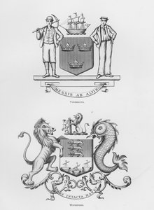 Armoiries publiques : Tynemouth ; Waterford (gravure) - English School