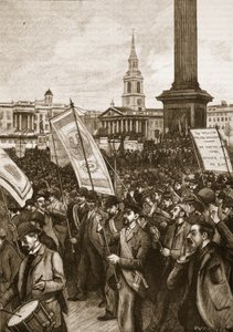 Réunion publique à Trafalgar Square en commémoration du Bloody Sunday, 1892, illustration de Cassells Illustrated History of England - English School