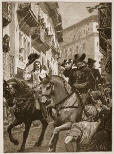 Réception publique du prince Charles à Madrid, illustration de Cassells Illustrated History of England - English School
