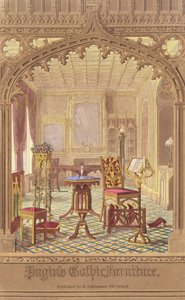 Mobilier gothique de Pugin, par Augustus Charles Pugin (1762-1832), publié par R. Ackermann, 1827