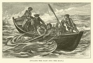 Tirer le mât dans le bateau (gravure) - English School