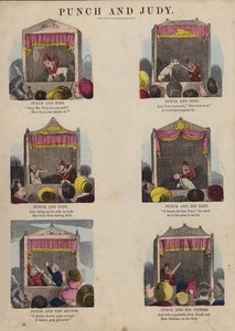 Spectacle de Punch et Judy (gravure en couleur) - English School
