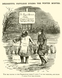 Dessin humoristique : Nager dans la Serpentine, Hyde Park, Londres - English School
