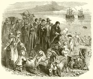 Puritains embarquant pour les colonies - English School