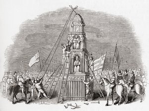 Les puritains détruisant la croix de Cheapside alias Eleanor Cross, Londres, Angleterre en 1643, de Old England: A Pictorial Museum, pub. 1847