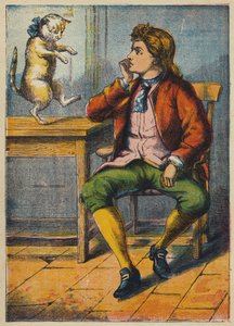 Le Chat Consolant le Fils du Meunier (lithographie en couleur) - English School