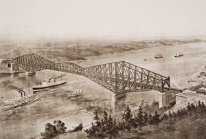 Pont de Québec sur le fleuve Saint-Laurent, Canada, illustration de 