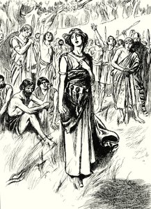 La reine Boadicée et ses soldats (lithographie) - English School