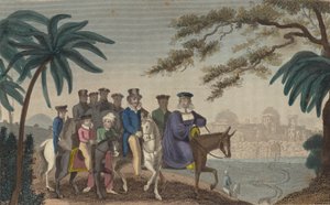 La reine Caroline, épouse séparée du roi George IV, entrant à Jérusalem (gravure en couleur) - English School